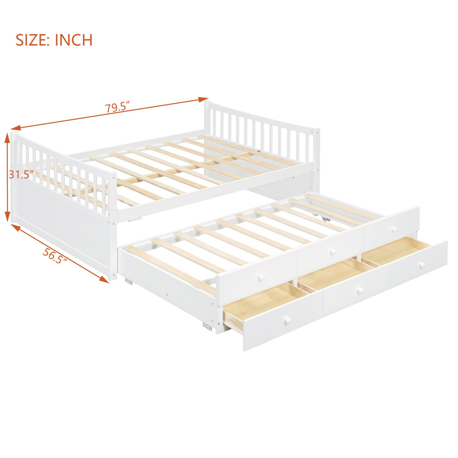 Start2Finish daybed with trundle and built-in storage drawers, featuring a modern design for guest rooms and living spaces.