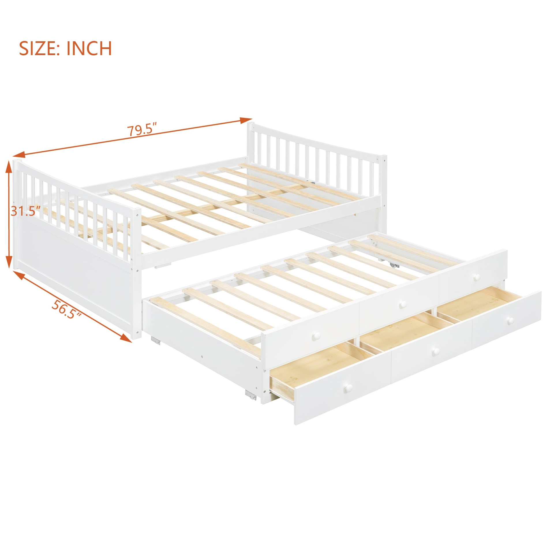 Start2Finish daybed with trundle and built-in storage drawers, featuring a modern design for guest rooms and living spaces.
