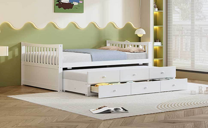 Start2Finish daybed with trundle and built-in storage drawers, perfect for guest rooms and living spaces.
