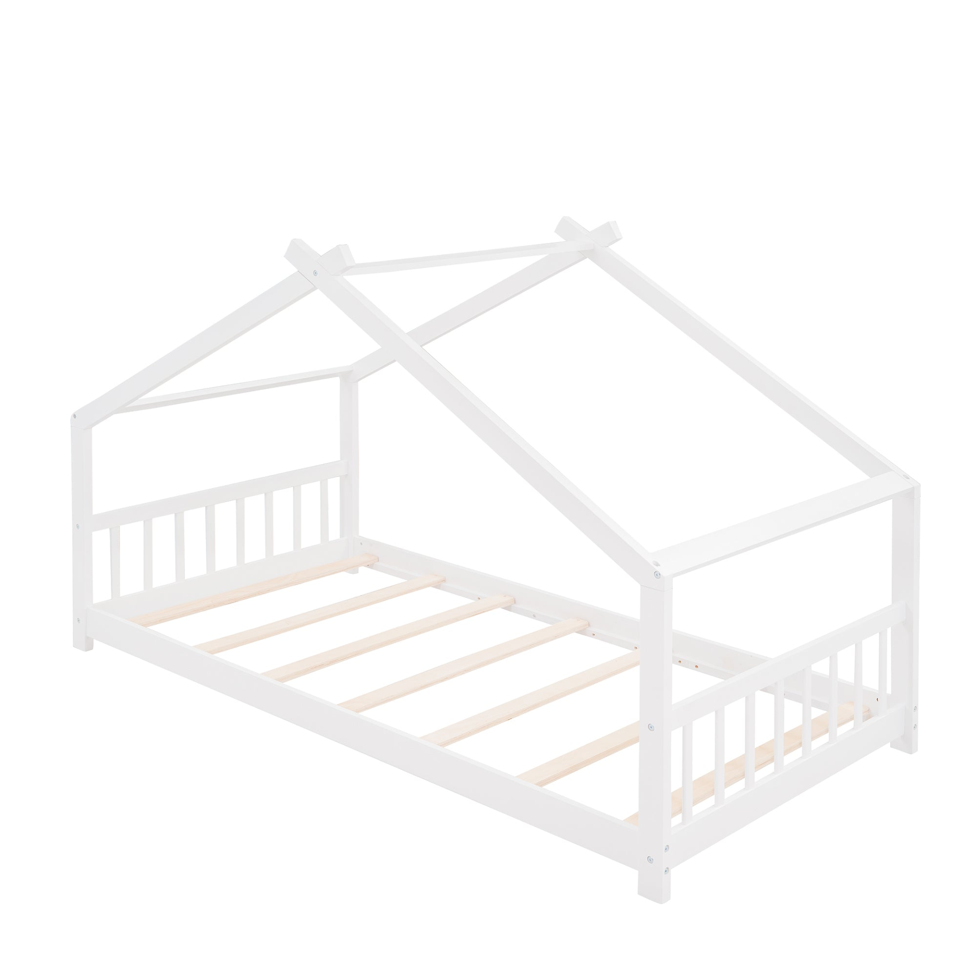 Start2Finish twin size house bed with solid wood frame and slatted base, designed for kids&