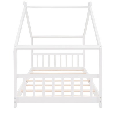 Start2Finish twin size house bed with solid wood frame, kids house-style design, and slatted base for a cozy bedroom look.