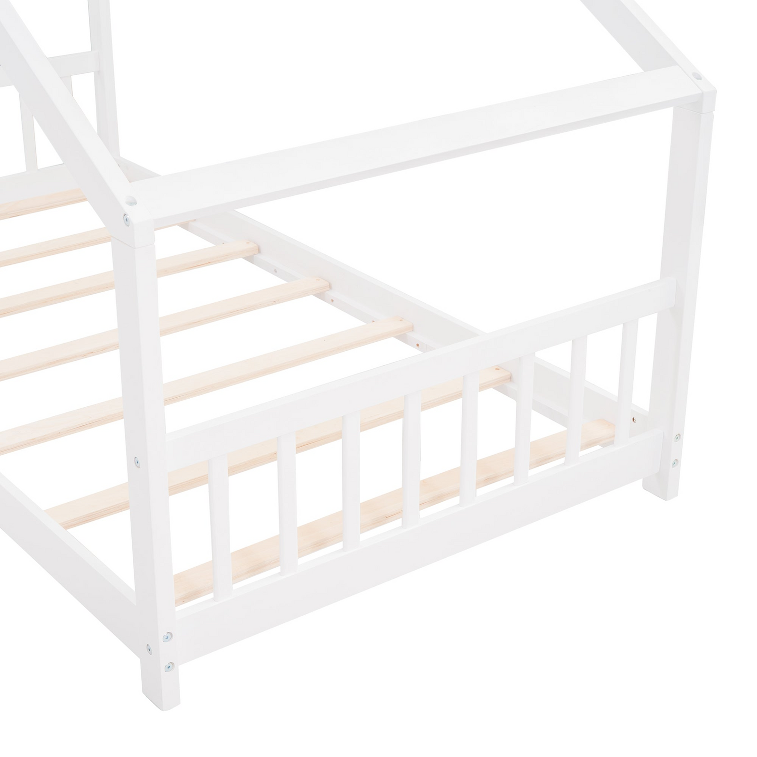 Start2Finish twin house bed with solid wood frame, kid-friendly house-style design and slatted base for comfortable sleep.