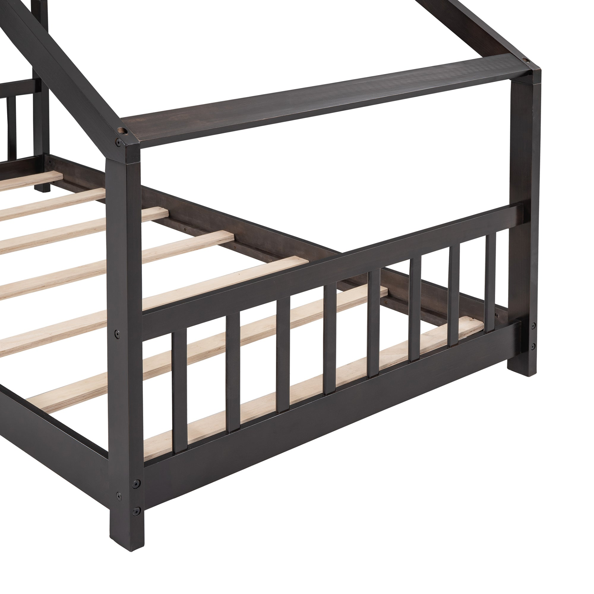 Start2Finish twin size house bed with solid wood frame and slatted base, kids&