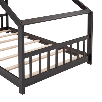 Start2Finish twin size house bed with solid wood frame and slatted base, kids&