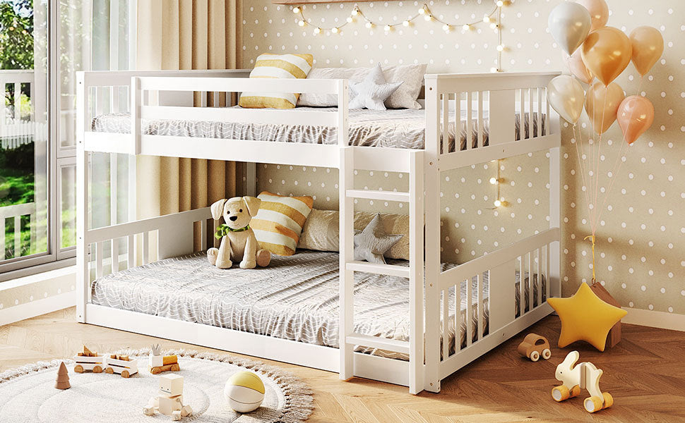 Start2Finish full over full bunk bed with ladder, sturdy space-saving design for shared bedrooms, featuring safety rails and wooden frame.