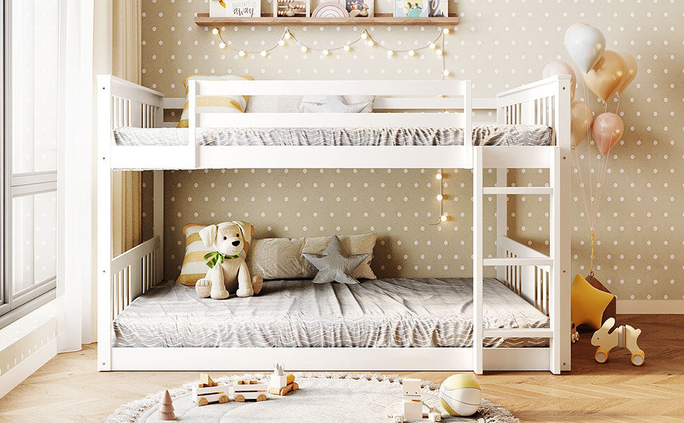Start2Finish full over full bunk bed with ladder, sturdy space-saving design for shared bedrooms, featuring safety rails and durable construction.