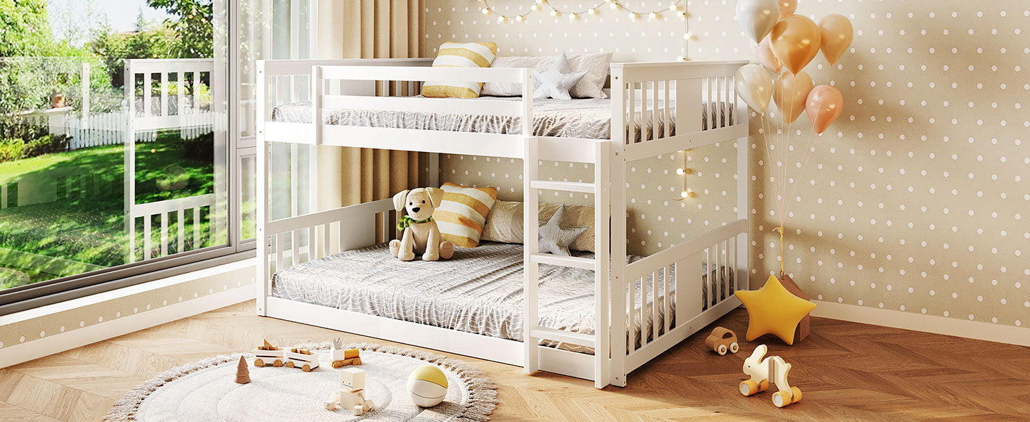 Start2Finish full over full bunk bed with ladder, sturdy space-saving design for shared bedrooms, featuring wooden frame and safety rails.