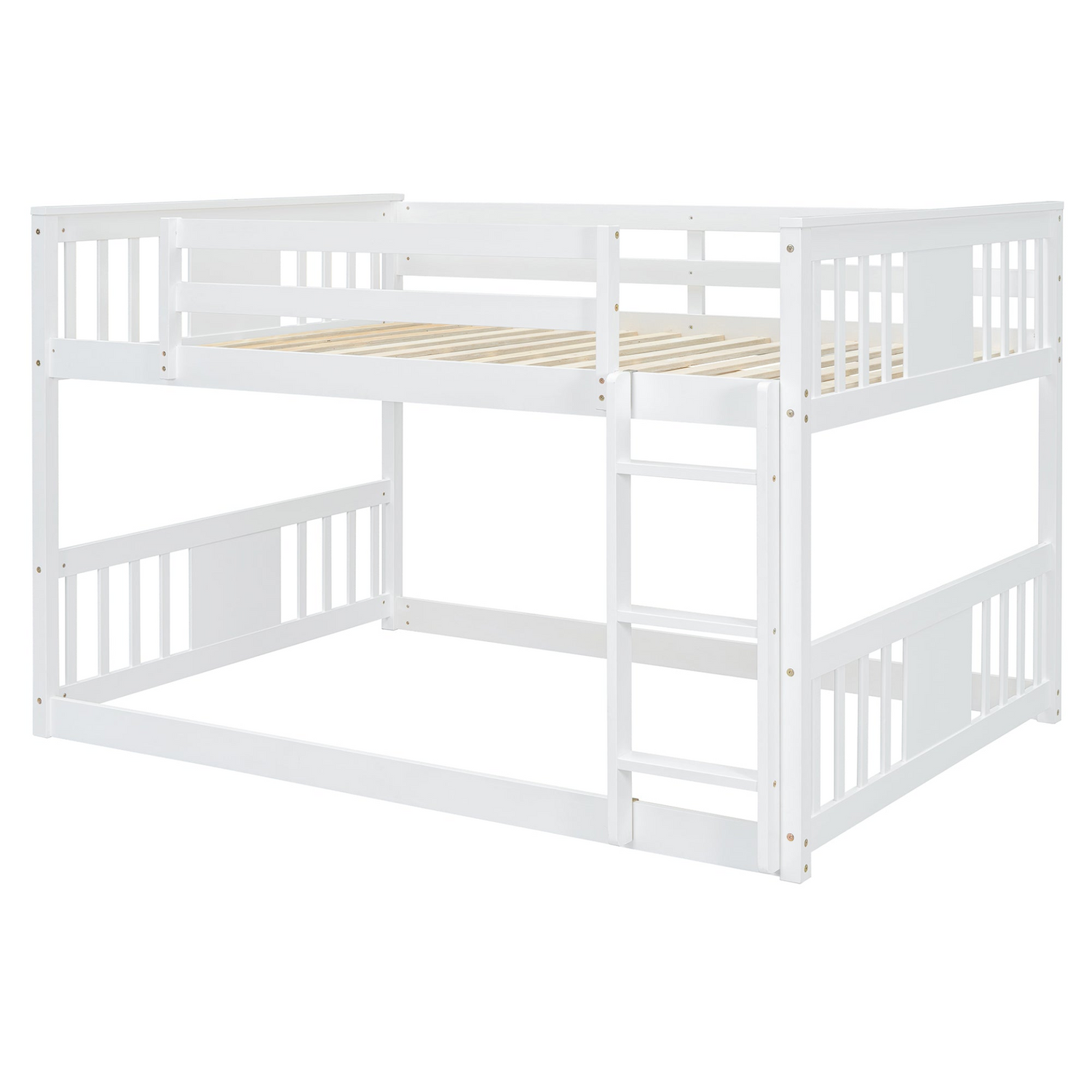 Start2Finish full over full bunk bed with ladder, sturdy space-saving design for shared bedrooms, showing the bed frame and ladder.
