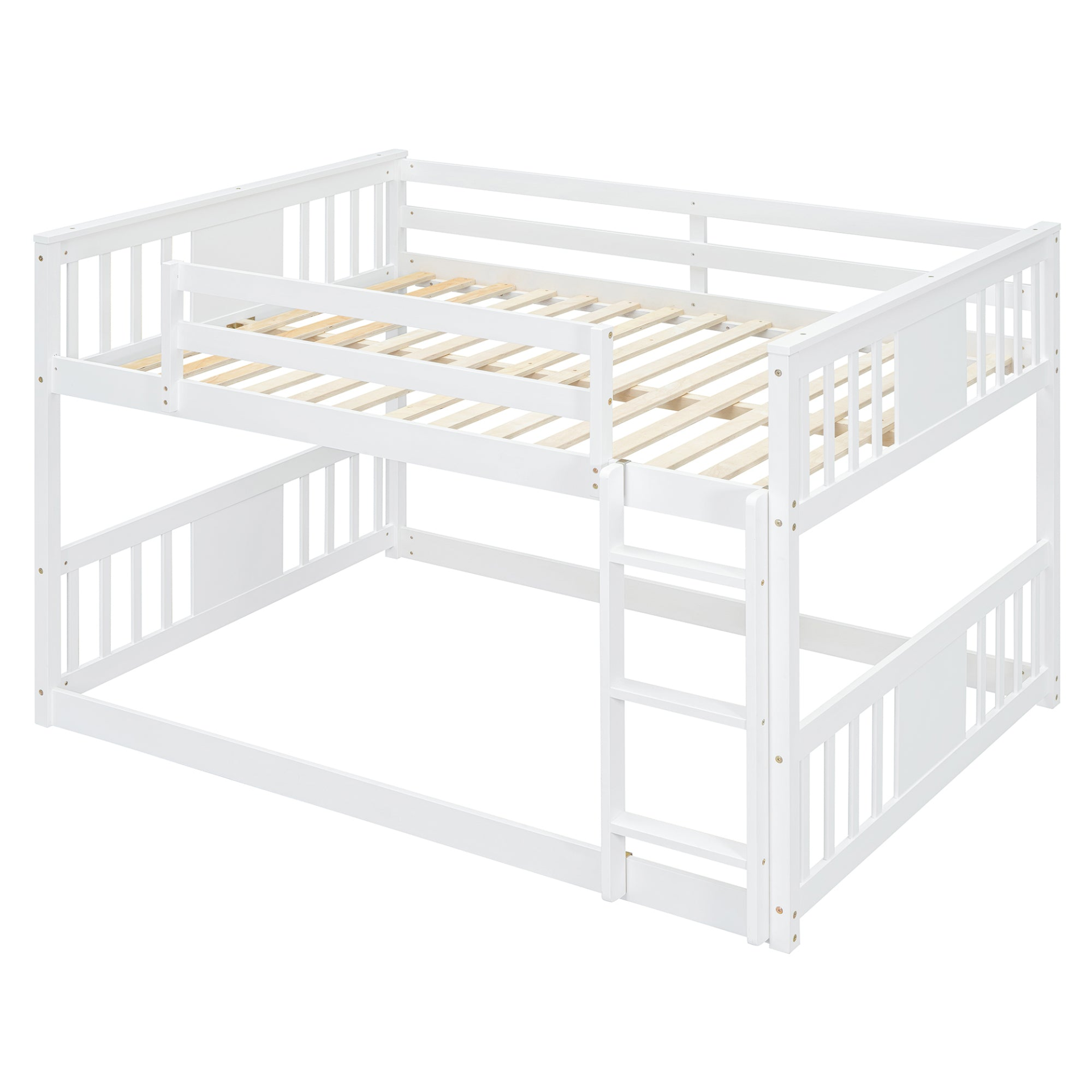 Start2Finish full over full bunk bed with ladder, space-saving and sturdy design for shared bedrooms, shown assembled with safety features.