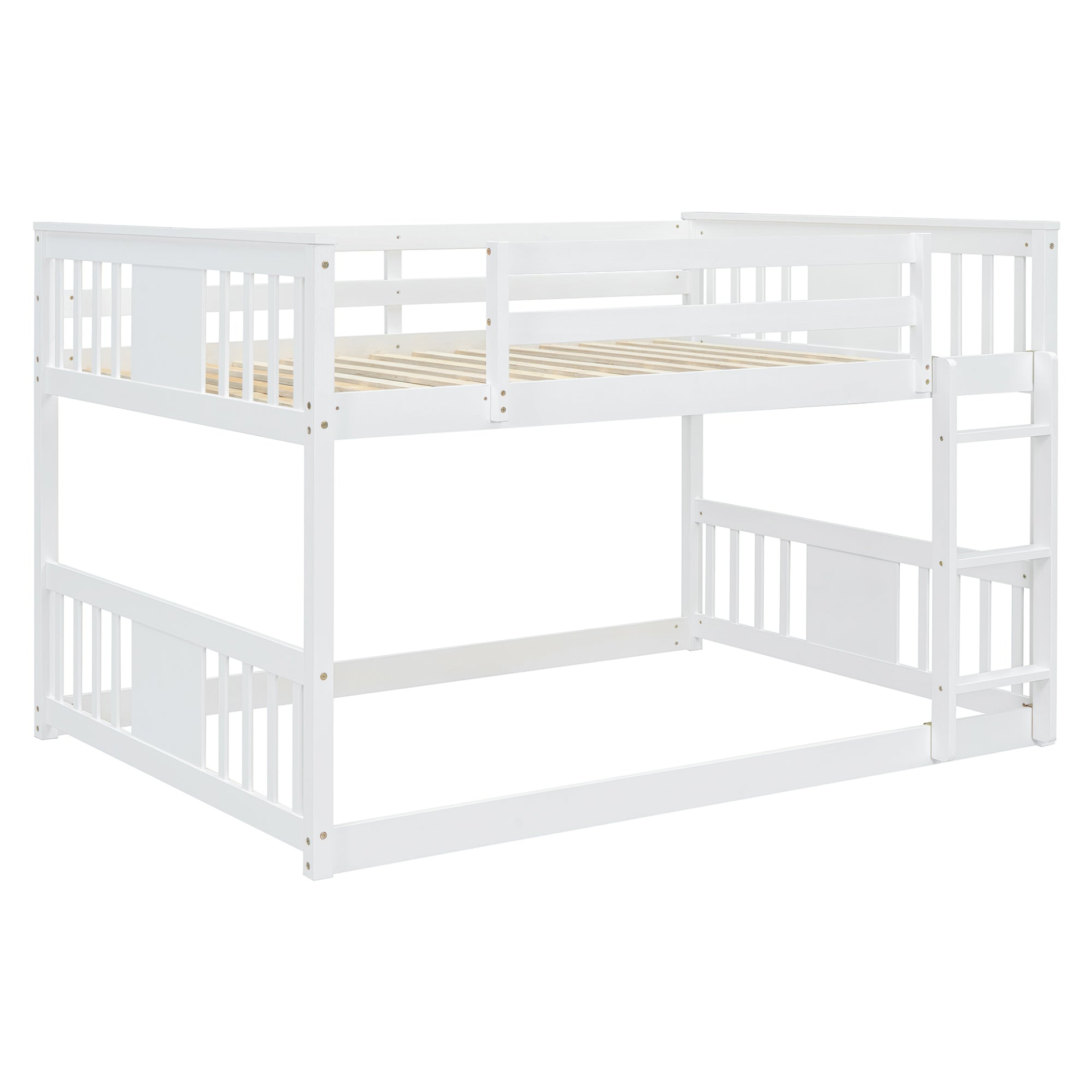 Start2Finish full over full bunk bed with ladder, sturdy space-saving design for shared bedrooms, featuring safety rails and wood finish.