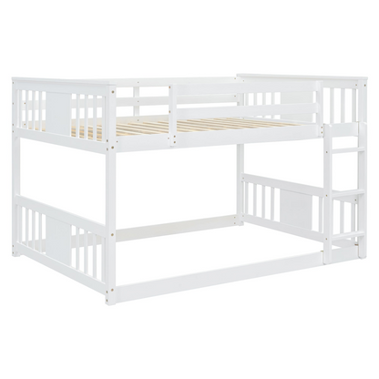 Start2Finish full over full bunk bed with ladder, sturdy space-saving design for shared bedrooms, featuring safety rails and wood finish.
