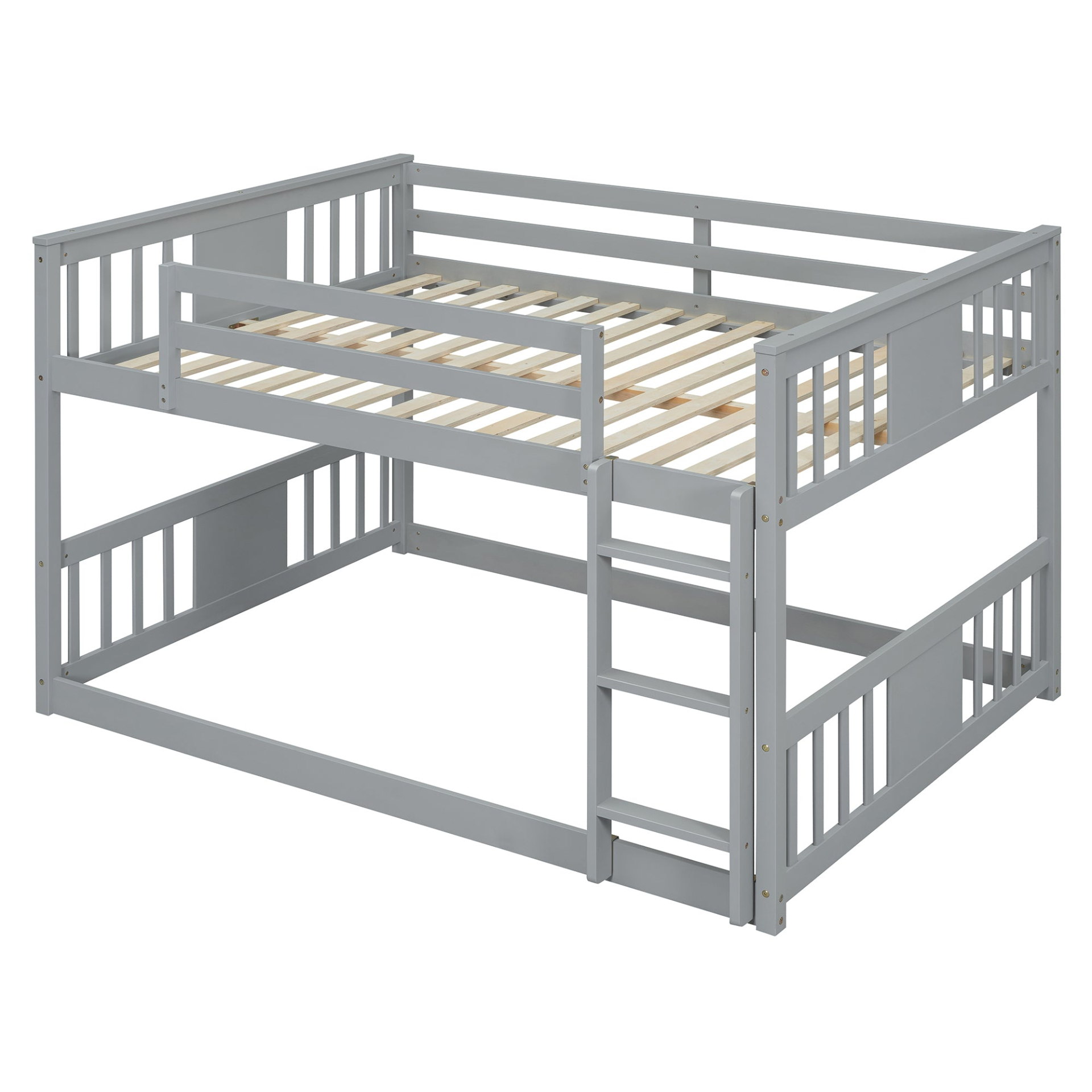 Start2Finish full over full bunk bed with ladder, sturdy space-saving design for shared bedrooms, featuring a rustic wood finish.