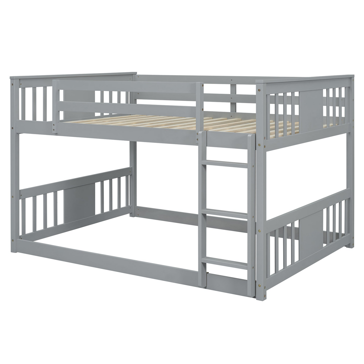 Start2Finish full over full bunk bed with ladder, sturdy space-saving design for shared bedrooms, featuring metal frame and safety railings.