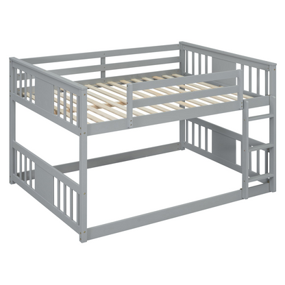 Start2Finish full over full bunk bed with ladder, sturdy space-saving design for shared bedrooms, shown with mattress and safety rails.