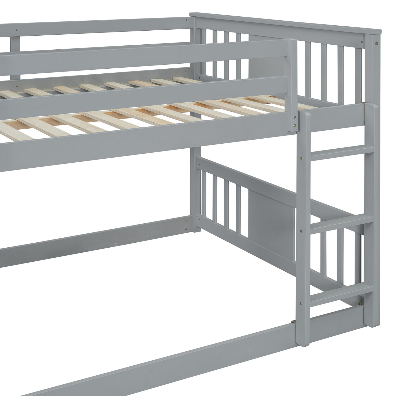 Start2Finish full over full bunk bed with ladder, sturdy space-saving design ideal for shared bedrooms, shown assembled and in room.