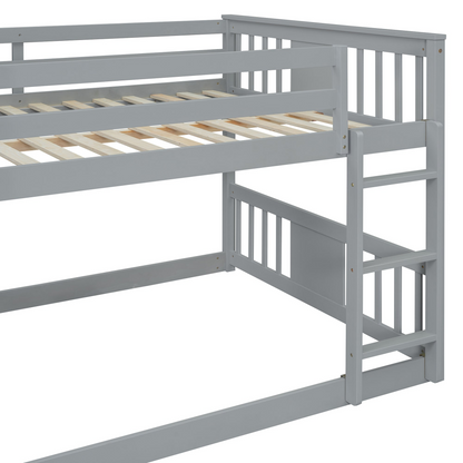 Start2Finish full over full bunk bed with ladder, sturdy space-saving design ideal for shared bedrooms, shown assembled and in room.