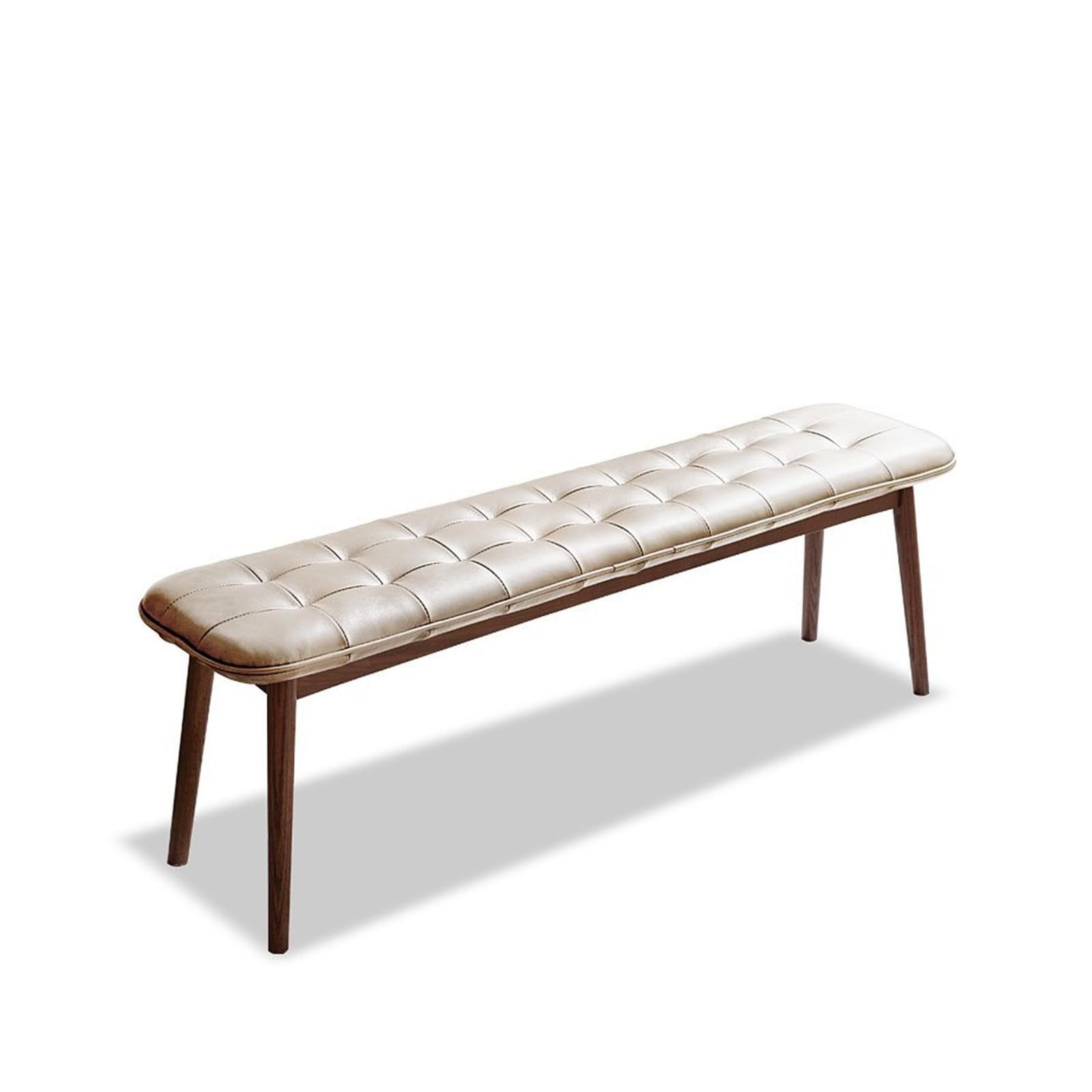 Natural oak wood dining bench with leather cushion, ideal for living room furniture from Start2Finish.