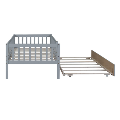 Start2Finish wood daybed with trundle and fence guardrails, ideal for home, guest room, or kids&