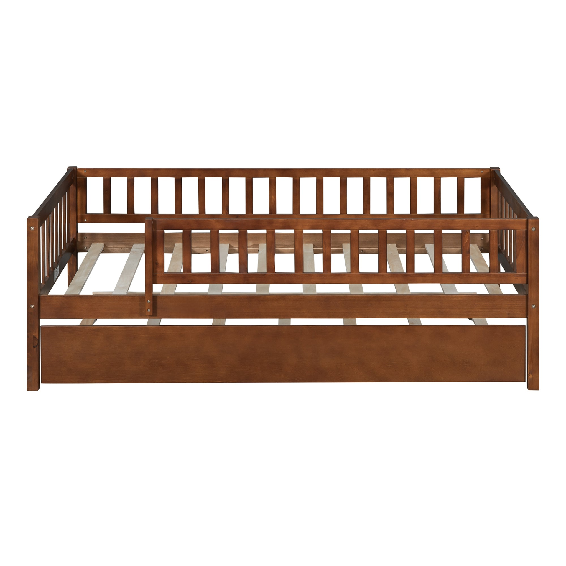 Start2Finish wood daybed with trundle and fence guardrails, ideal for home, guest room, or kids&