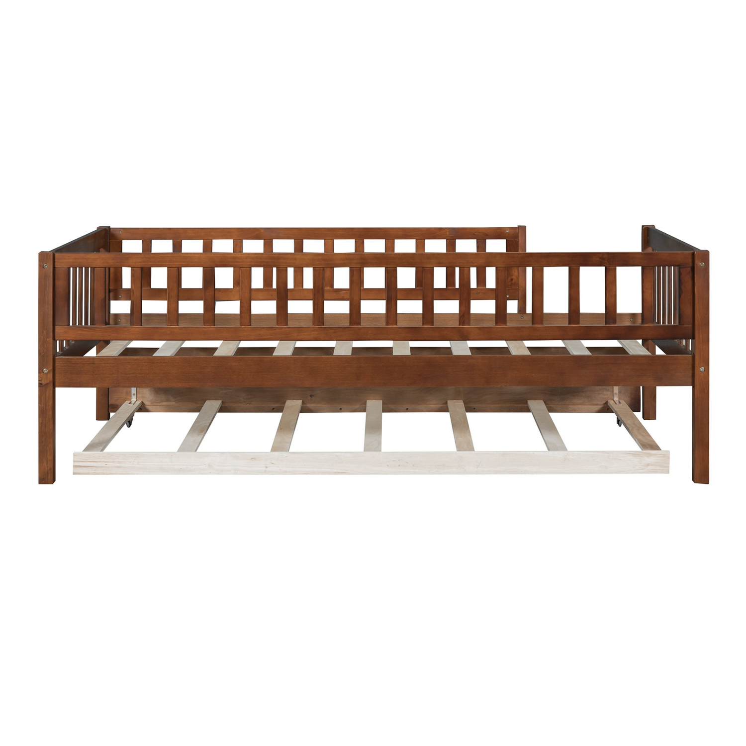 Start2Finish wood daybed with trundle and fence guardrails, ideal for home, guest room, or kids&