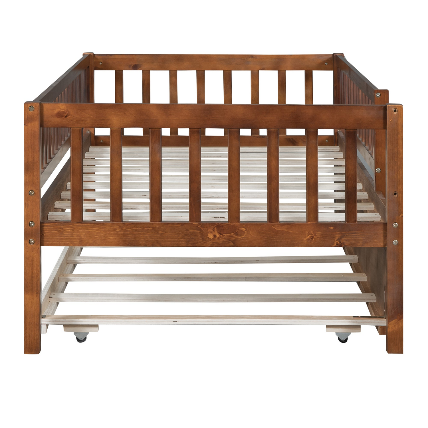 Start2Finish wood daybed with trundle and fence guardrails, ideal for home, guest room, or kids&