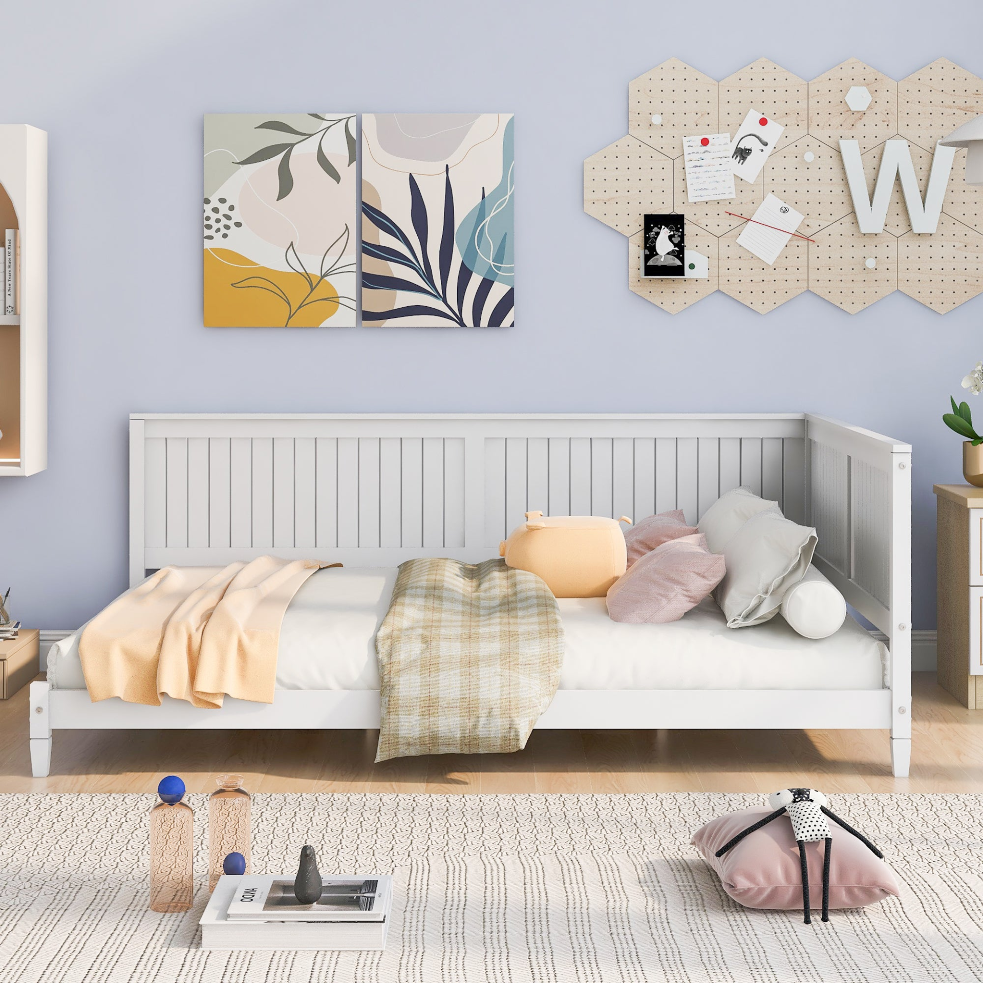 Full size wood daybed with solid wood frame, designed as a sofa bed, featuring a durable build and easy assembly by Start2Finish.