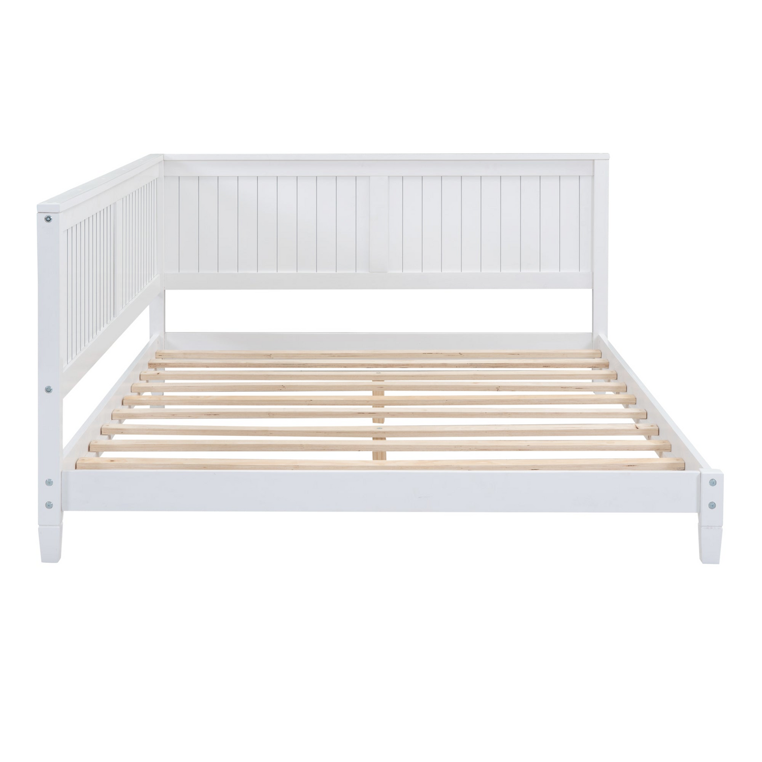 Full size wood daybed sofa bed with solid wood frame, showcasing a classic design and easy assembly, from Start2Finish.