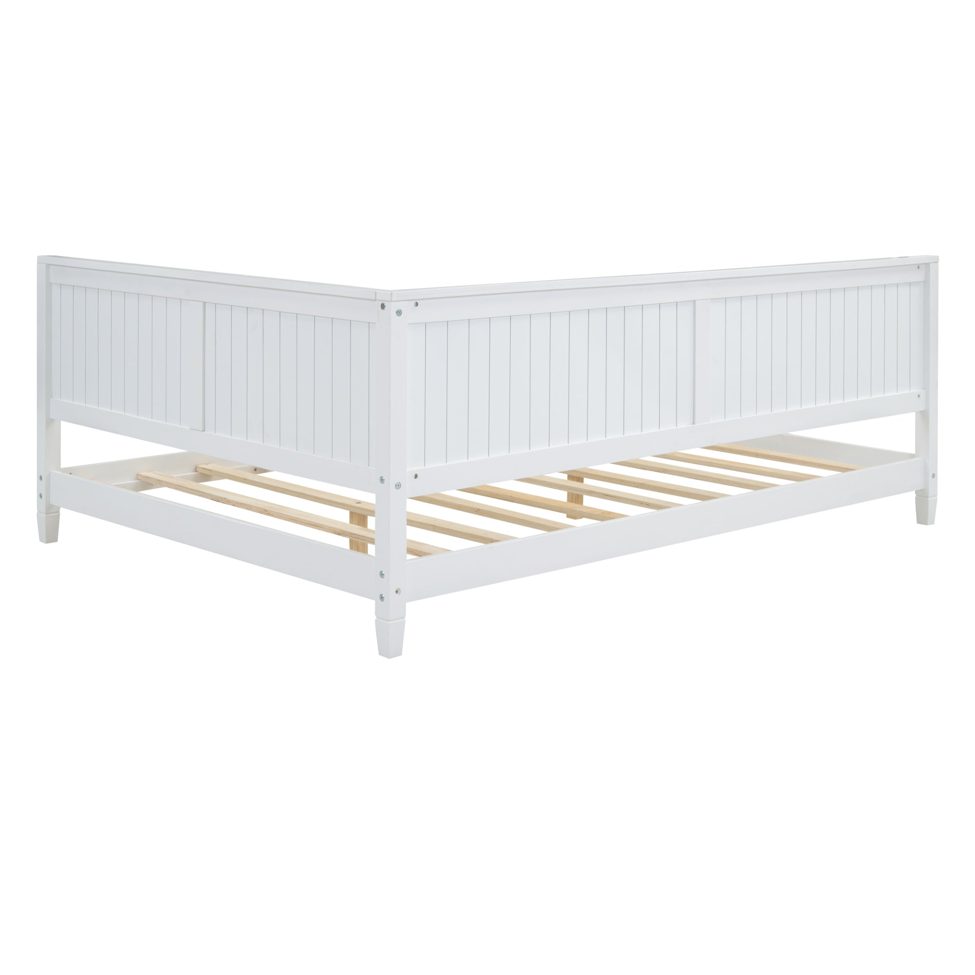 Full size wood daybed sofa bed with solid wood frame, showcasing durable build and easy assembly in a classic design