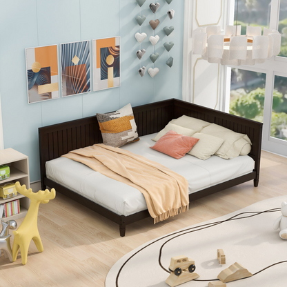 Full size wood daybed with solid wood frame, sofa bed design, durable construction, and easy assembly, by Start2Finish.