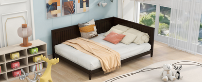 Full size wood daybed with classic solid wood frame, durable build, and easy assembly, suitable as sofa bed for living space.