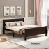 Full size wood platform bed with headboard and wooden slat support, by Start2Finish, shown with a mattress.