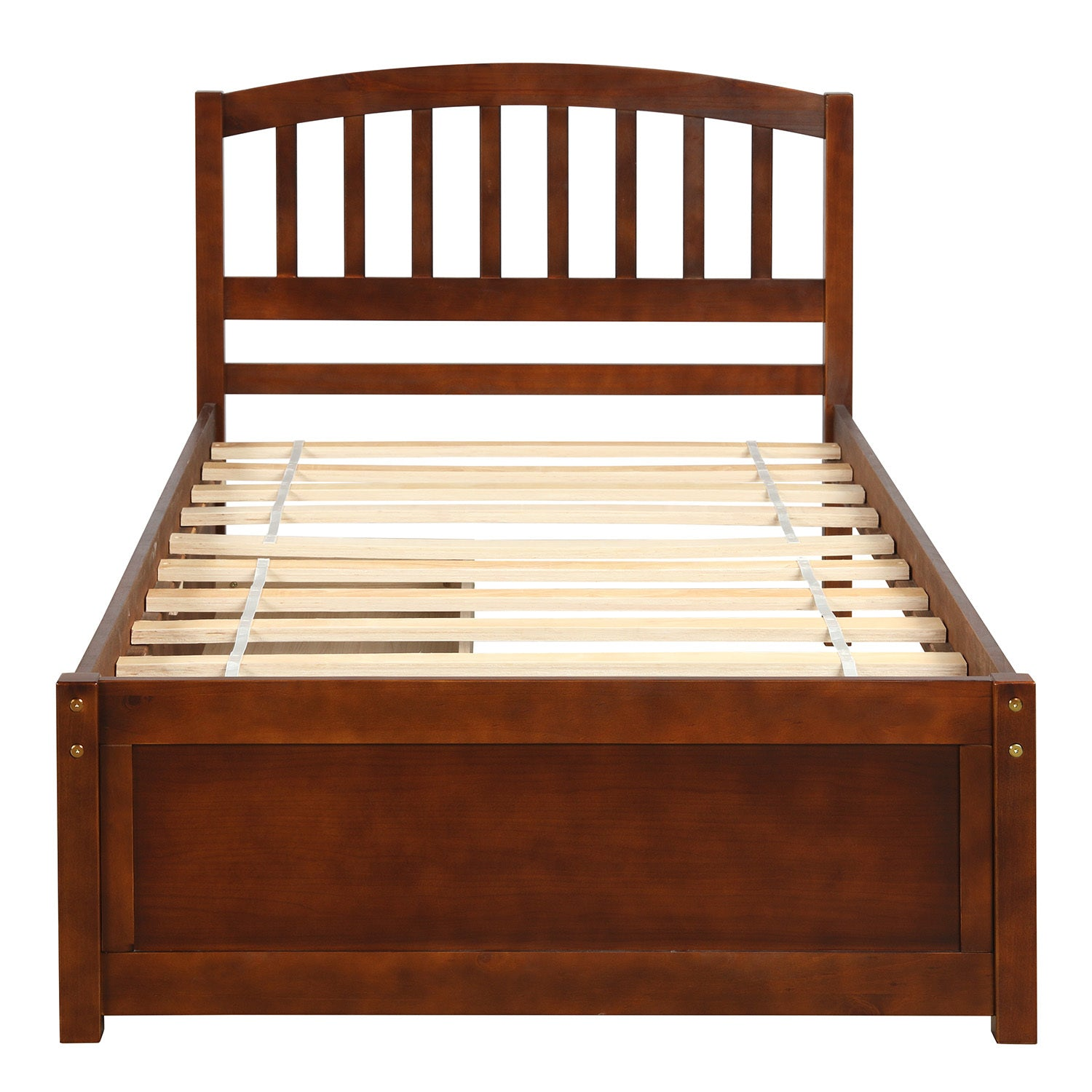 Start2Finish twin platform storage bed with wood frame, headboard, and two built-in drawers for bedroom organization.