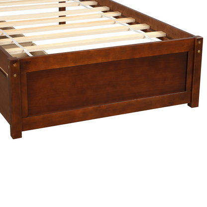 Start2Finish twin platform storage bed with wood frame, two drawers, and headboard, shown in a modern bedroom setting