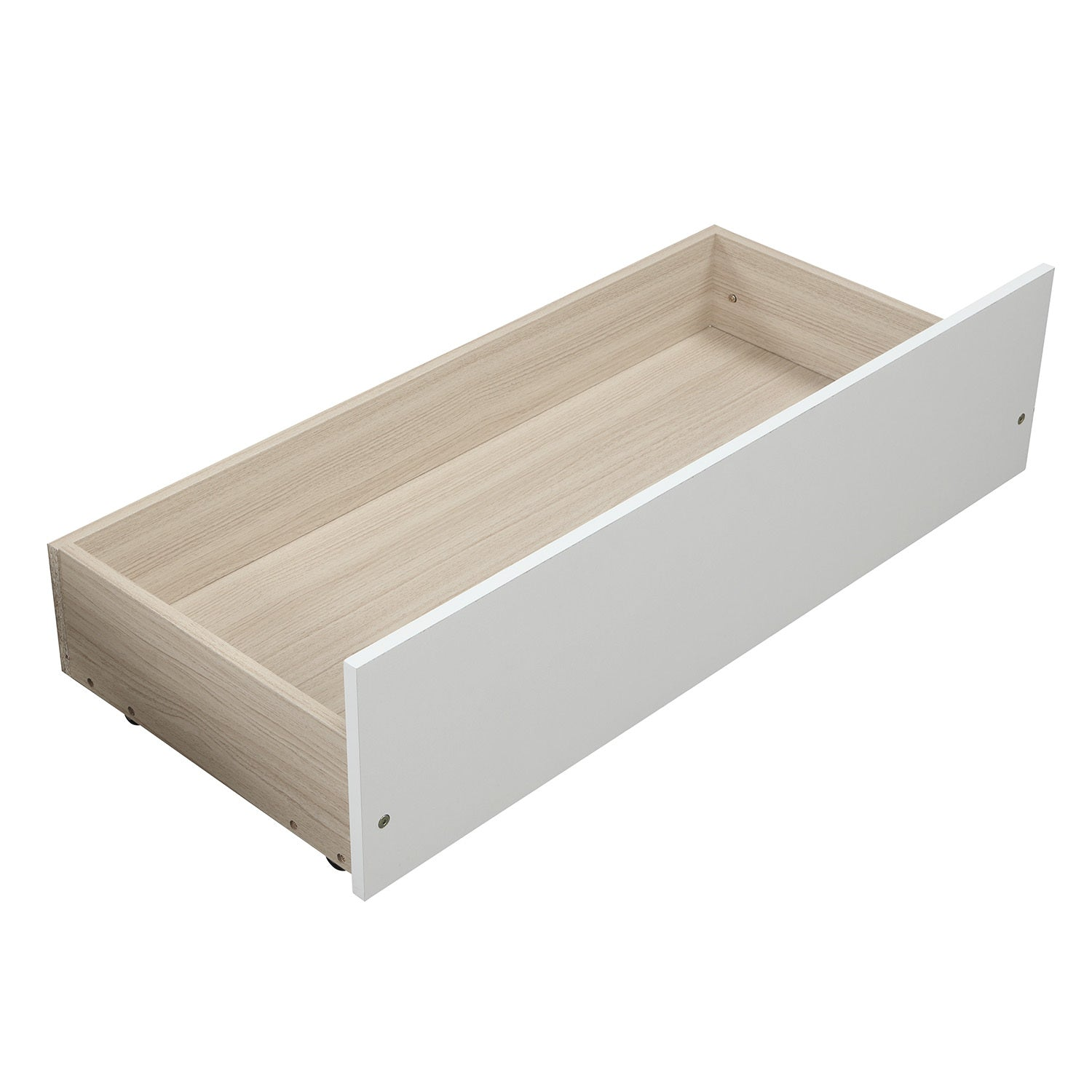 Start2Finish twin platform storage bed frame with wood headboard and two built-in drawers, showcasing a sturdy, stylish bedroom centerpiece.