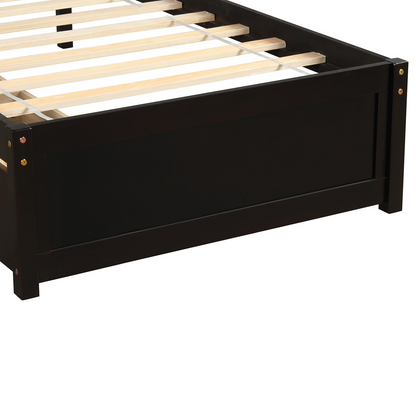Start2Finish twin platform storage bed with wood frame, headboard, and two built-in drawers for bedroom organization.