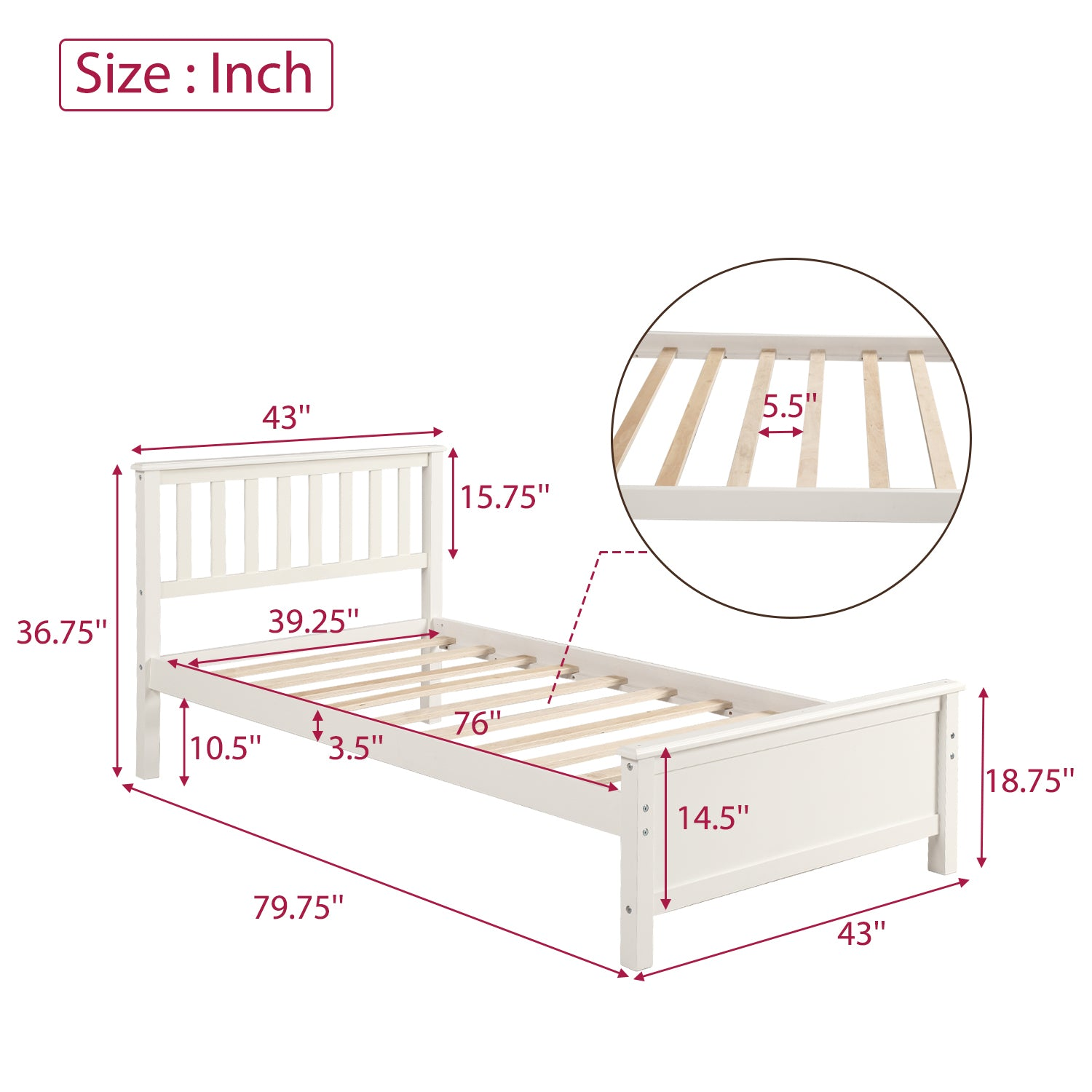Wood platform bed frame with headboard, footboard, and wood slat support from Start2Finish, showcasing the sturdy furniture design.