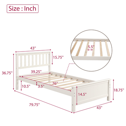 Wood platform bed frame with headboard, footboard, and wood slat support from Start2Finish, showcasing the sturdy furniture design.