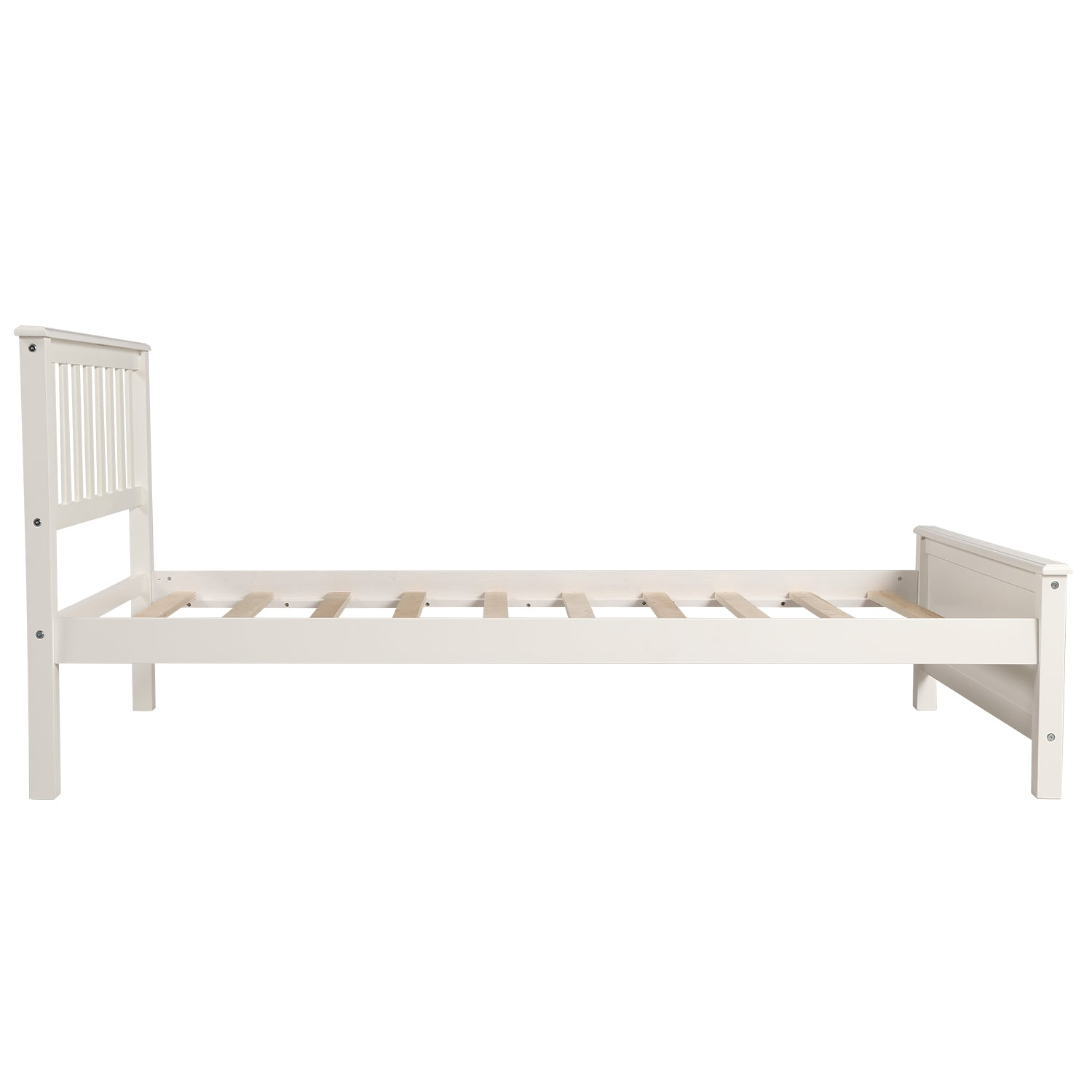 Start2Finish wood platform bed frame with headboard, footboard, and wood slat support for a sturdy, stylish bedroom addition.