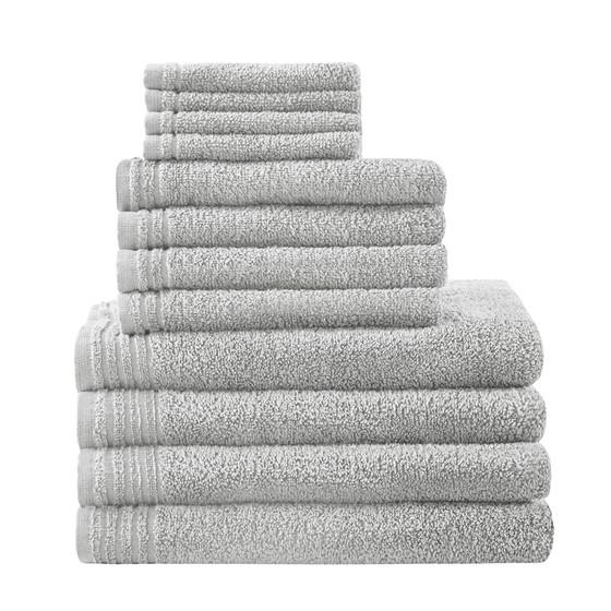 Start2Finish 100% cotton quick-dry bath towel set with 12 large plush towels, perfect for bathroom use and quick drying.