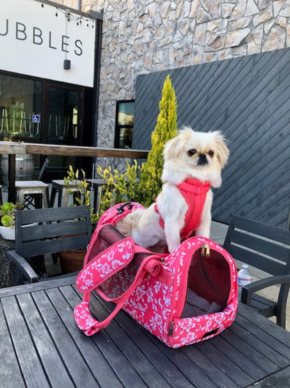 Pink Coconut 312 Hideaway™ Duffel pet carrier with mesh windows and adjustable straps for comfortable travel.