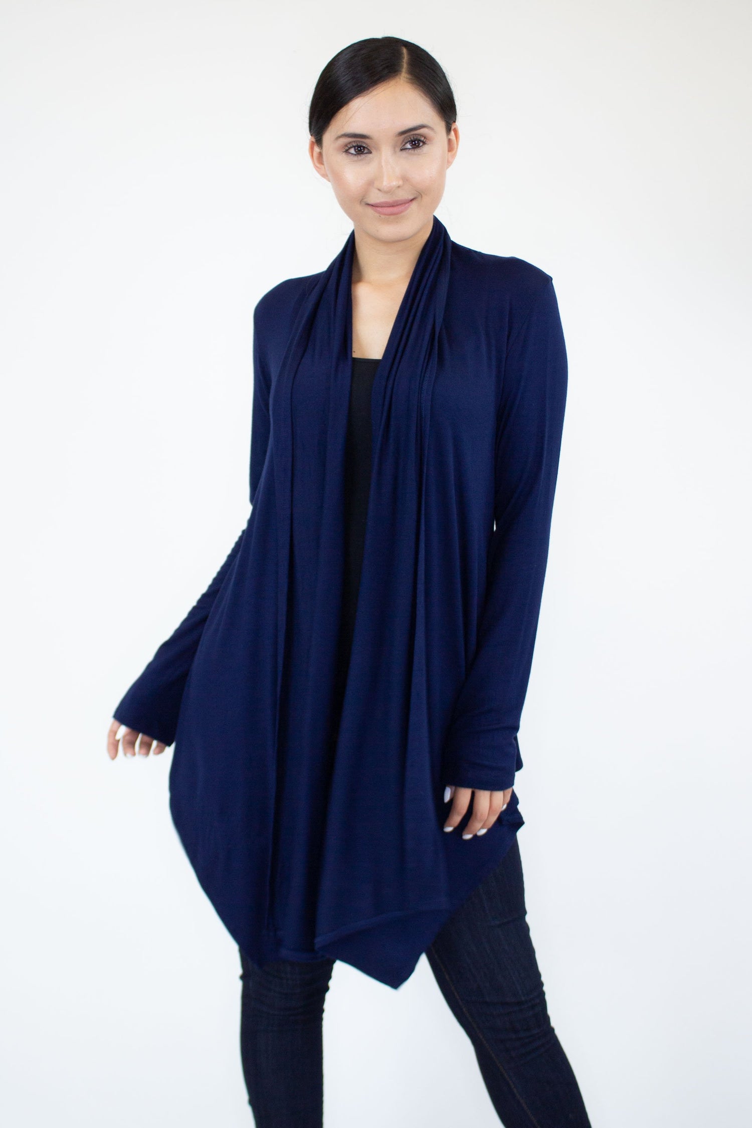 Yellow Hera lightweight open front cardigan, soft knit fabric, long sleeves, casual style, displayed on a hanger.