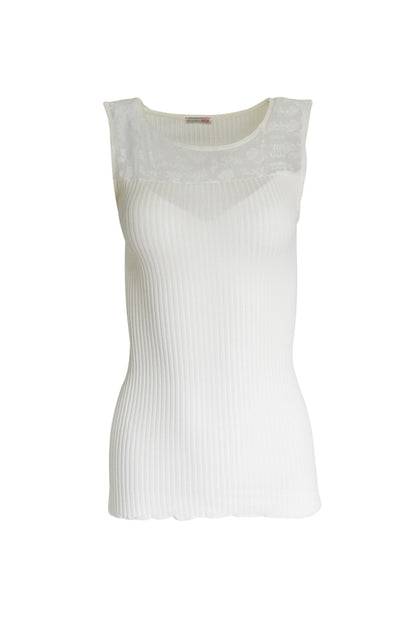 Byzantium Hemera EGI Merino Wool Blend Top with tulle trim, showcasing a stylish blouse with elegant detailing.