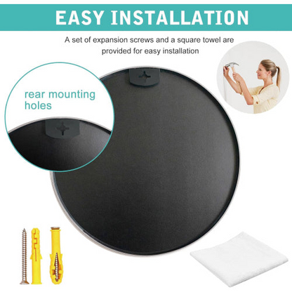 Start2Finish 36-inch round metal framed wall-mounted bathroom mirror with sleek design and polished finish.