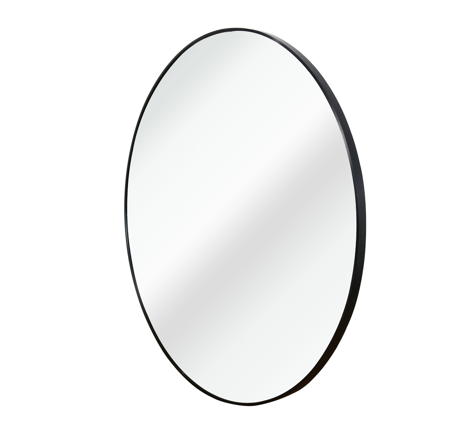 Start2Finish 36-inch metal framed round bathroom mirror mounted on wall for vanity or bathroom decor.