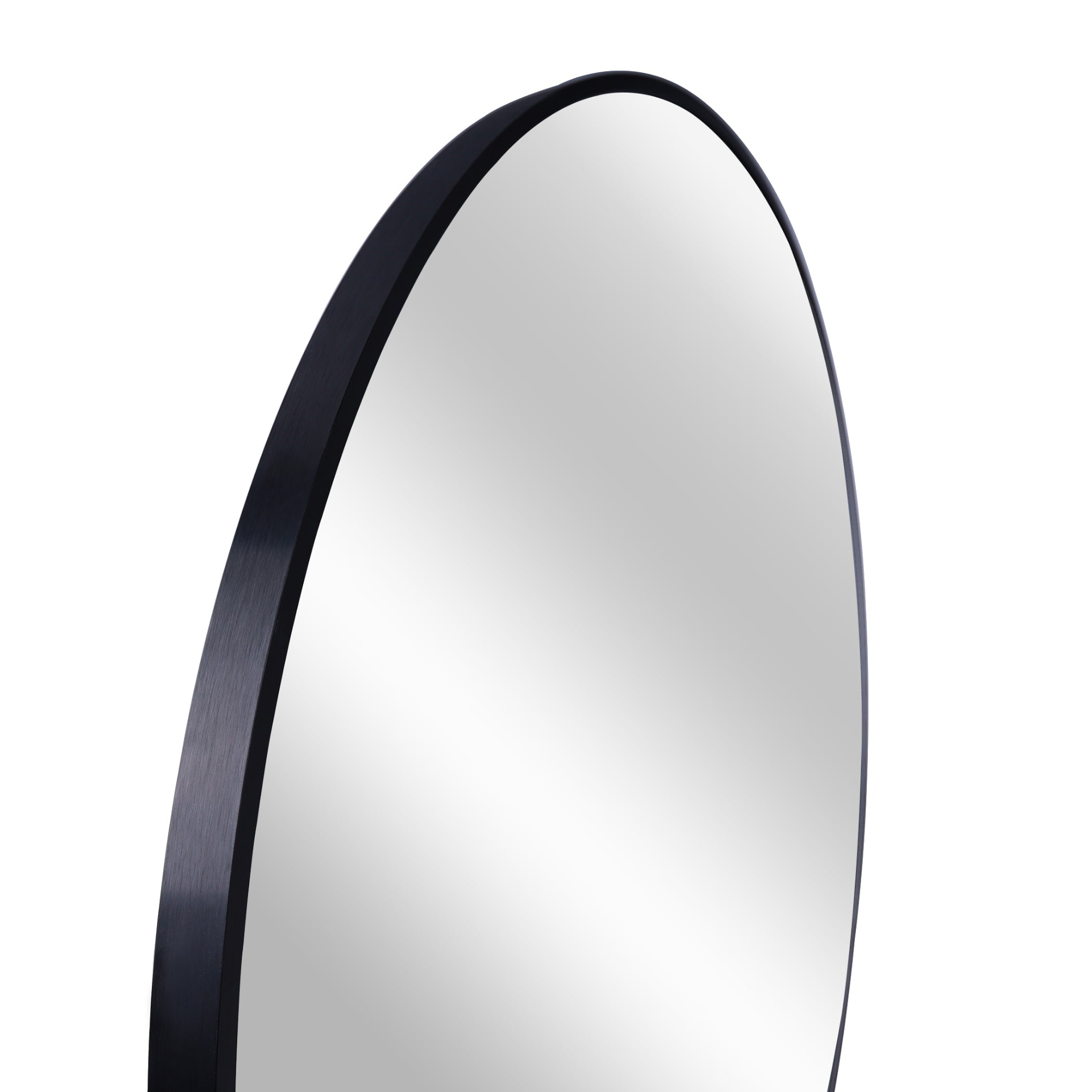 Start2Finish 36-inch round metal framed bathroom mirror, wall-mounted vanity mirror with sleek modern design.