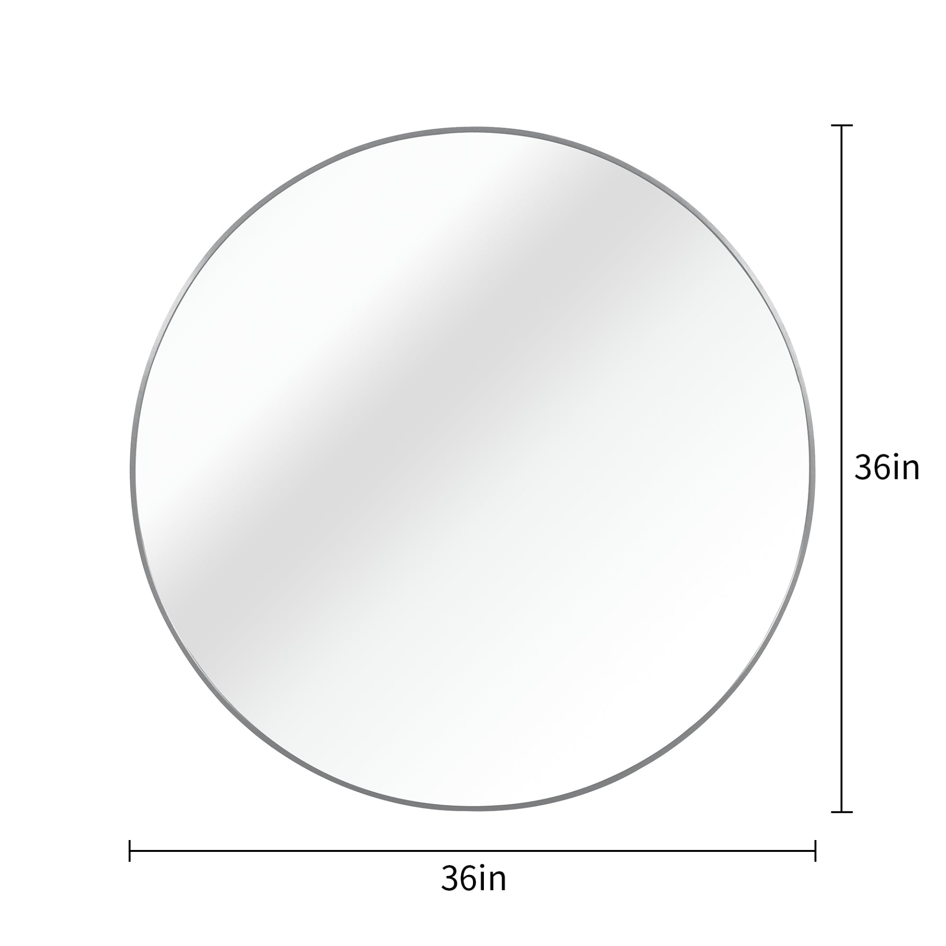 Round metal framed bathroom mirror for wall, wall-mounted vanity mirror with 36-inch diameter from Start2Finish