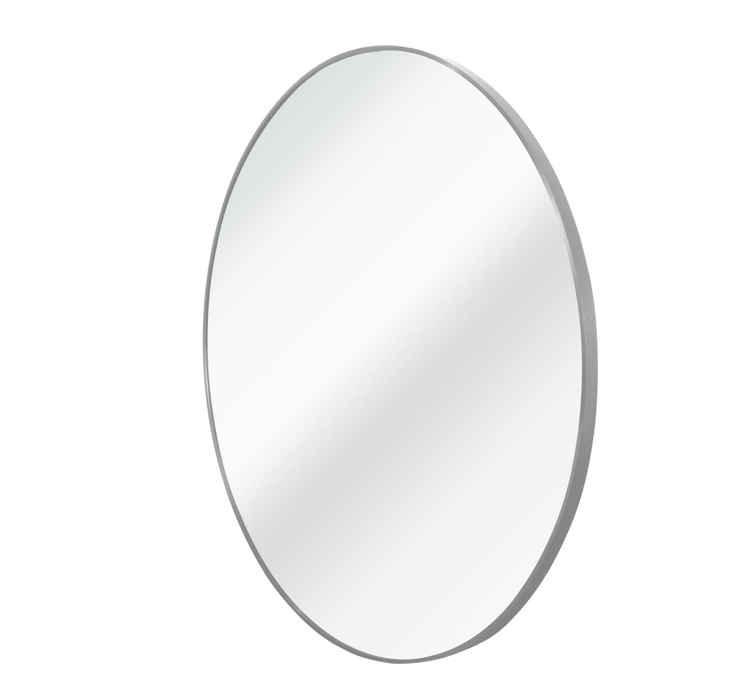 Round bathroom mirror with 36-inch metal frame, wall-mounted vanity mirror for modern bathroom decor.