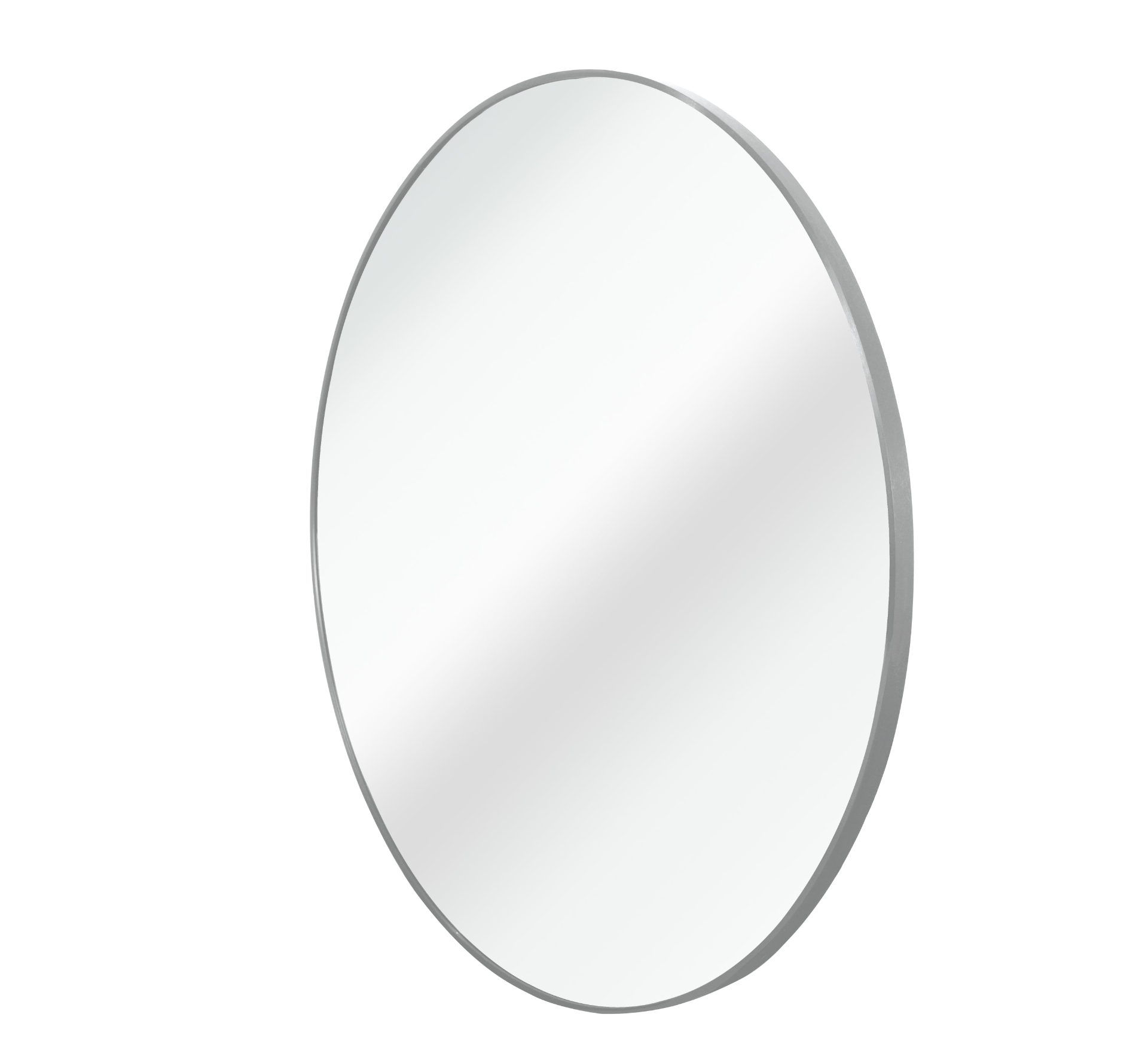 Round bathroom mirror with 36-inch metal frame, wall-mounted vanity mirror for modern bathroom decor.