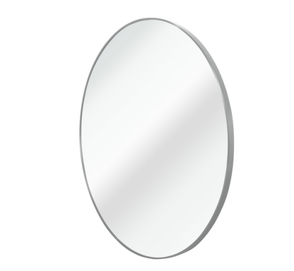 Round bathroom mirror with 36-inch metal frame, wall-mounted vanity mirror for modern bathroom decor.