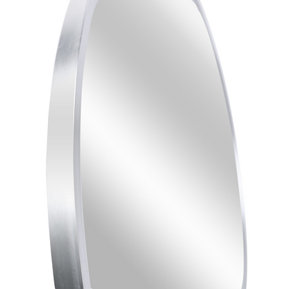 Start2Finish 36-inch round metal framed bathroom mirror with wall-mount, ideal for vanity and wall decor in modern bathrooms.